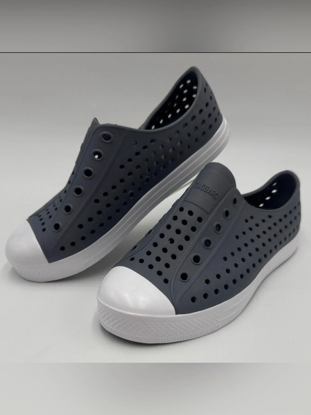 NWOT Kid’s Slip-On Perforated Water-Resistant Sneakers - Dark Gray/White